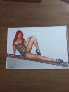 Onbekend | tekening - Erotische tekening Rihanna - Page volante - Exemplaire unique | Catawiki