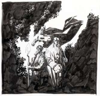 Mike Mignola Batman / Hellboy / Starman Unpublished Cover Original Art (DC/Dark Horse, 1999). | Heritage