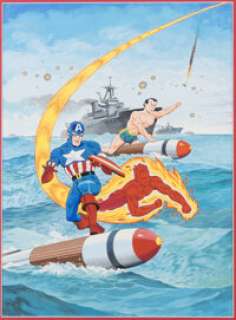 Alex Schomburg Overstreet Comic Book Price Guide #21 The Invaders Cover Original Art (Overstreet, 1991). | Heritage