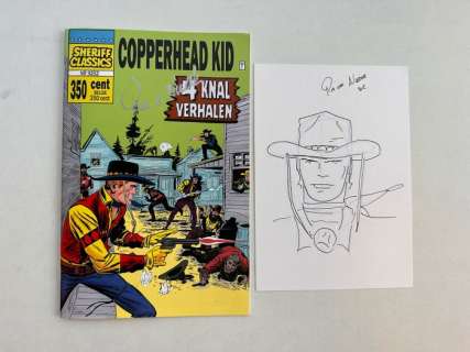 Rik Van Niedek | Sheriff Classics - # 9252 - oplage 150 stuks, gesigneerd op comic en originele tekening van Rik van Niedek - 1 - Dessin dédicacé, Signé(e) - 2012 | Catawiki