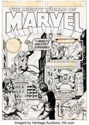 Jim Starlin and Joe Sinnott The Mighty World of Marvel #3 Cover Original Art (Marvel UK, 1972).