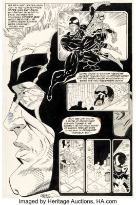 Erik Larsen and Mike Machlan The Amazing Spider-Man #333 Venom and Stone Story Page 7 Original Art (Marvel, 1990).