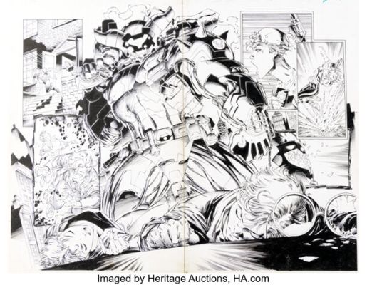 Marc Silvestri and Matt Banning (as Batt) Cyberforce #9 Double Page Spread 2-3 Original Art (Image, 1994). | Heritage