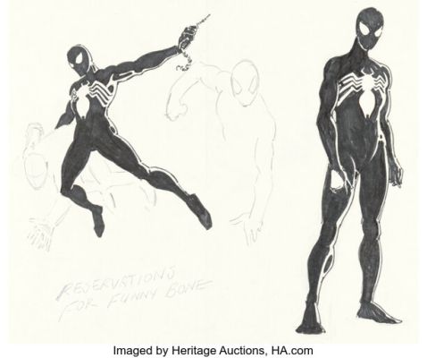 Ron Frenz The Amazing Spider-Man #252 Black Costume Concept Art and Story Page Layout Preliminaries Original Art and Copy of Roger Stern’s Plot Script Group of 6 (Marvel, 1984). (Total: 6 Original Art) | Heritage