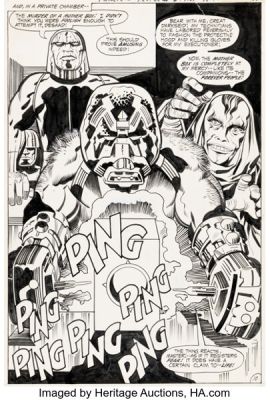 Jack Kirby and Vince Colletta Forever People #4 Splash Page 10 Original Art (DC, 1971).