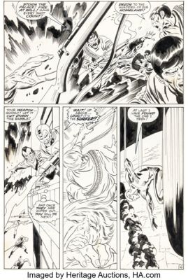John Buscema and Dan Adkins The Silver Surfer #11 Story Page 16 Original Art (Marvel, 1969). | Heritage