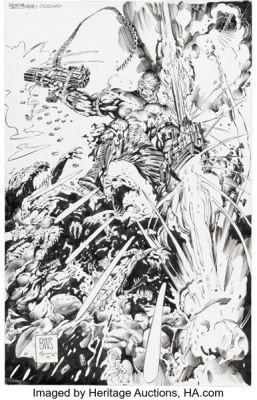 Barry Windsor-Smith and Trevor Scott Deathblow #16 "Wildstorm Rising" Chapter 6 Cover Original Art (Image, 1995).