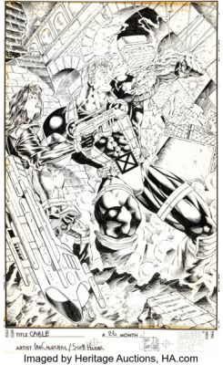 Ian Churchill and Scott Hanna Cable #26 Cover Original Art (Marvel, 1995).