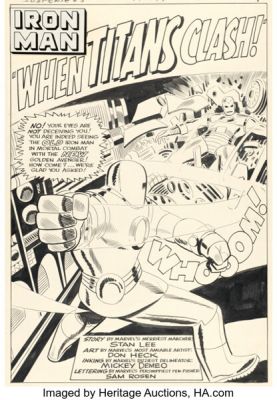 Don Heck and Mike Esposito Tales of Suspense #65 Iron Man Splash Page 1 Original Art (Marvel, 1965). | Heritage