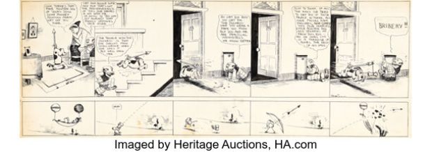 George Herriman The Family Upstairs / Dingbat Family / Krazy Kat Daily Comic Strip Original Art dated 4-11-11 (New York Evening Journal, 1911). | Heritage