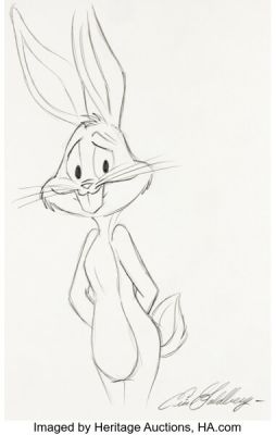 Eric Goldberg - Original Bugs Bunny Illustration - Graphite on 16 Field Animation Paper Signed by the Artist (Warner Bros, 2019). | Heritage