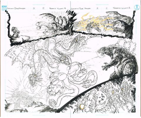 Freddie E. Williams II | GODZILLA vs POWER RANGERS (Issue #5, page 10-11) 22×17 | Freddie E. Williams II
