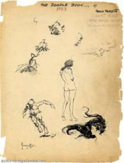 Frank Frazetta - Original Sketches, Doodle Book Title Page (1953). This art, from one of Frank Frazetta’s early - | Heritage