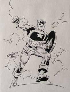 John Romita Sr / McLeod, Bob | Captain America - Dessin original John Romita Sr, encré par Bob McLeod - Page volante - Exemplaire unique - (2009) | Catawiki
