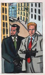 Loustal Jacques de | Â«GangstersÂ». Gouache couleurs sur papier dessin format | Tessier Sarrou