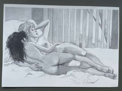 Renaud - Original drawing - Jessica Blandy - Dames in bed | Catawiki