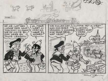 Piët, Frans - 1 Original preliminary page - Sjors en Sjimmie - Sjors en Sjimmie op reis - (jaren 1970) | Catawiki