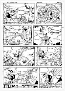 Estéban, Ignasi Calvet - 1 Page originale + 8 dessins préliminaires - Donald Duck - Het geluk ligt op straat - H 2020-438 - 2022 | Catawiki