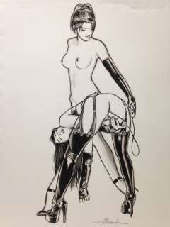 Mazzotti, Stefano - Original Drawing - Girl on girl Bdsm Love | Catawiki