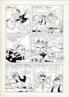 LUCIANO GATTO - Tavola originale Disney per Topolino 728/1969  p.170 ‘Paperino e la brocca rapita’. Cm.24 x 34.