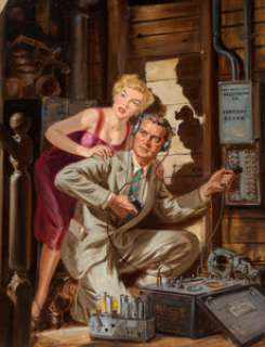 Norman Saunders (American, 1907-1989) Solving Cipher Secrets, Fifteen Detective Stories cover, August 1953 Oil on boar... | Heritage