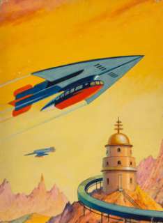 James B. Settles (American, 20th Century) Flying Wing of Pluto, Amazing Stories magazine back cover, October 1942 Goua...