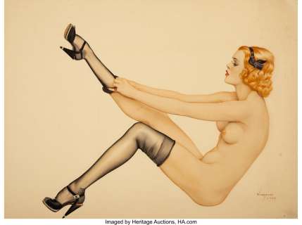 Alberto Vargas (Peruvian/American, 1896-1982) Black Stockings, 1920 Watercolor on paper 18 x 23-1/2 inches - | Heritage