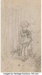 Ernest Howard Shepard (British, 1879-1976) Christopher Robin with Railings study Pencil on paper 6-3/4 x 4-1/8 - | Heritage