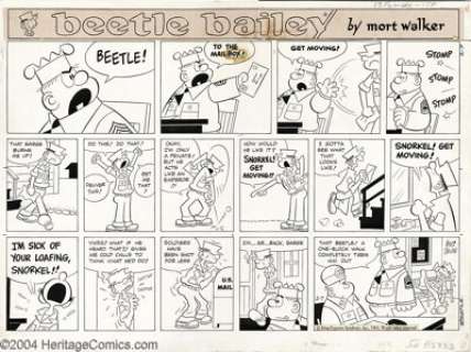 Mort Walker - Original Comic Strip Art for Beetle Bailey Sunday dated 2-7-65 (King Features Syndicate, 1965). -