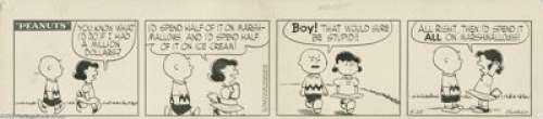 Charles Schulz - Peanuts Daily Comic Strip Original Art, dated 4-25-55 (United Features Syndicate, 1955). Lucy Van - | Heritage