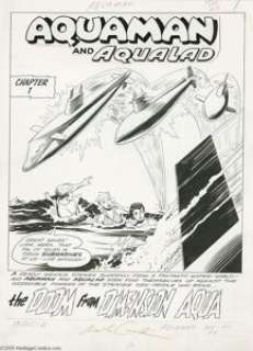 Nick Cardy - Aquaman #11, Splash Page 1 Original Art (DC, 1963). Aquaman, Aqualad, and the newly-introduced Mera -