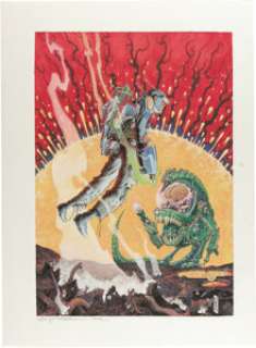 Michael Dubisch - "Alive at the Edge" Illustration Original Art (1992). A super hero and super villain -