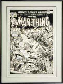 Jim Starlin (attributed) - Man-Thing #2 Cover Original Art (Marvel, 1974). Hell hath no fury like the searing - | Heritage