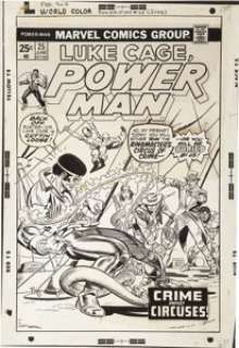 Gil Kane and Mike Esposito - Power Man #25 Cover Original Art (Marvel, 1975). Luke Cage cuts loose against -