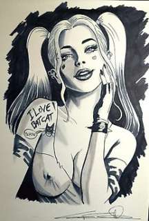 Candita, Giuseppe - 1 Original colour drawing - Harley Quinn - I love Batcat | Catawiki