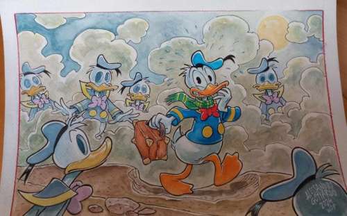 Alessandro Gottardo - 1 Watercolour - Donald Duck - "Nebbia nella valle dei paperi spenti" - 2024