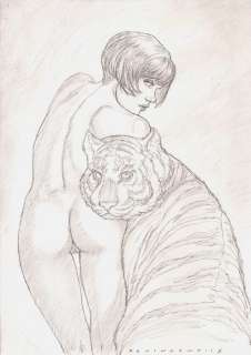 De Vincentiis, Adriano - 1 Original drawing - Valentina e la Tigre - 2023 | Catawiki