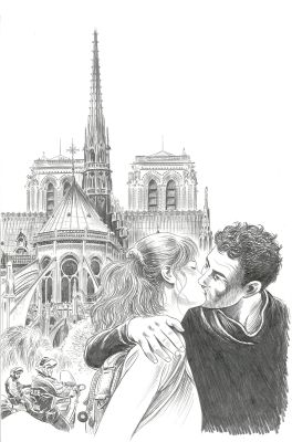 Jean-Claude Servais | Les chemins de Compostelle, Notre-Dame, couverture originale à la mine de plomb pour le tirage de tête paru en 2016 chez Dupuis. | Septimus