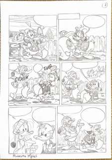 Roberta Migheli - 1 Original preliminary page - Topolino - n. 2757 "Paperino e l’ indispensabile pezzo di ricambio" - 2008 | Catawiki