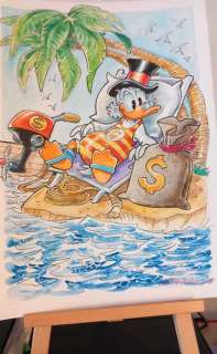 Alessandro Gottardo - 1 Watercolour - Uncle Scrooge - "Vacanze in buona compagnia" - 2022 | Catawiki