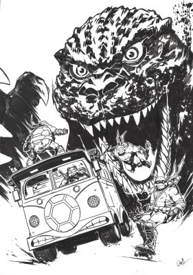 Caspar Wijngaard | Teenage Mutant Ninja Turtles x Godzilla #3 Variant Cover C | Kinetic Collectibles