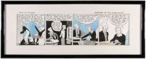 "TERRY AND THE PIRATES" FRAMED ORIGINAL DAILY STRIP ART. | Hake’s