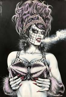 Nik Guerra - 1 Original drawing - Magenta “pointed bra” - 2015 | Catawiki