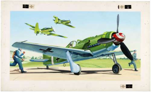 LINDBERG WORLD WAR II GERMAN "FOCKE WULF FW 190D-9" ORIGINAL MODEL KIT BOX LID ART. | Hake’s