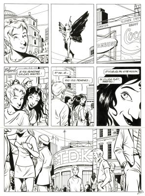 Michel Constant - Lot 337 - Bitume, Taxi City, planche originale à l’encre de chine.
