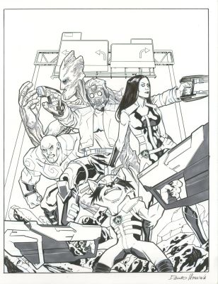 GUARDIANS OF THE GALAXY PROMO ILLUSTRATION PAGE 1 - ORIGINAL ART BY DAVID MESSINA | Scott’s Collectables