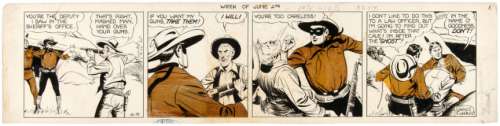 â€œTHE LONE RANGERâ€ ORIGINAL ART FOR SIX 1941 DAILY STRIPS PUBLISHED IN â€œDELLâ€ COMIC BOOK #1. | Hake’s