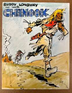 Derib - 1 Original preliminary drawing - Buddy Longway T1 - Chinook - Projet de couverture - 1974 | Catawiki