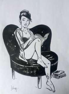 Deloupy, Zac - 1 Original drawing - Lectrice sage - 2015 | Catawiki