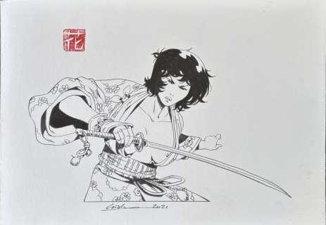 Mormile, Cristina - 1 Original drawing - Samurai - 2021 | Catawiki